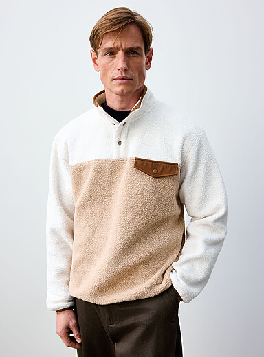 Colour-block polar fleece sweatshirt
