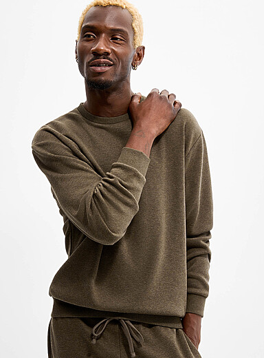 Le 31 Mossy Green Fleece-lined sweatshirt for men