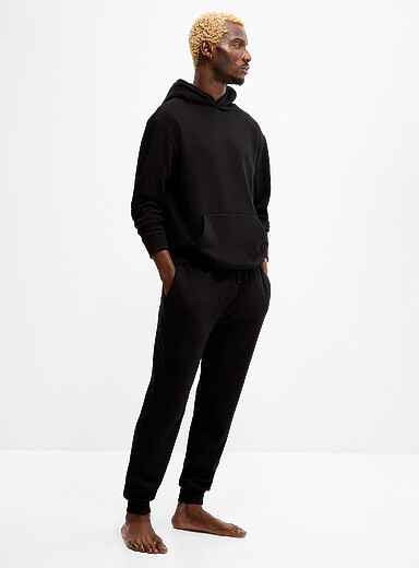 Le 31 Black Fleece-lined joggers for men
