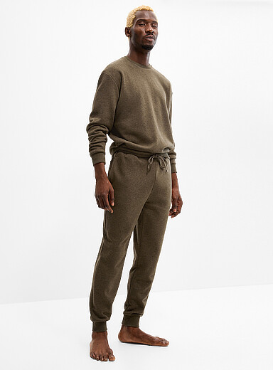 Le 31 Mossy Green Fleece-lined joggers for men