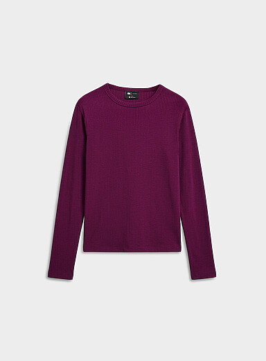 Le 31: Le t-shirt jersey c&ocirc;tes plates <b>Coupe ajust&eacute;e</b> Raisin - Pourpre fonc&eacute; pour homme