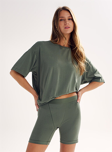 Miiyu: Le boxeur pyjama extensible confort Vert pour femme
