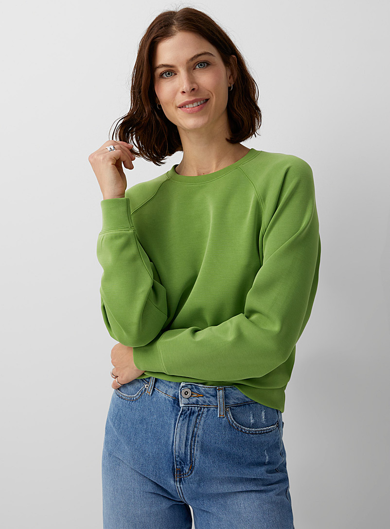 Contemporaine Bottle Green Peachskin raglan sweatshirt for women