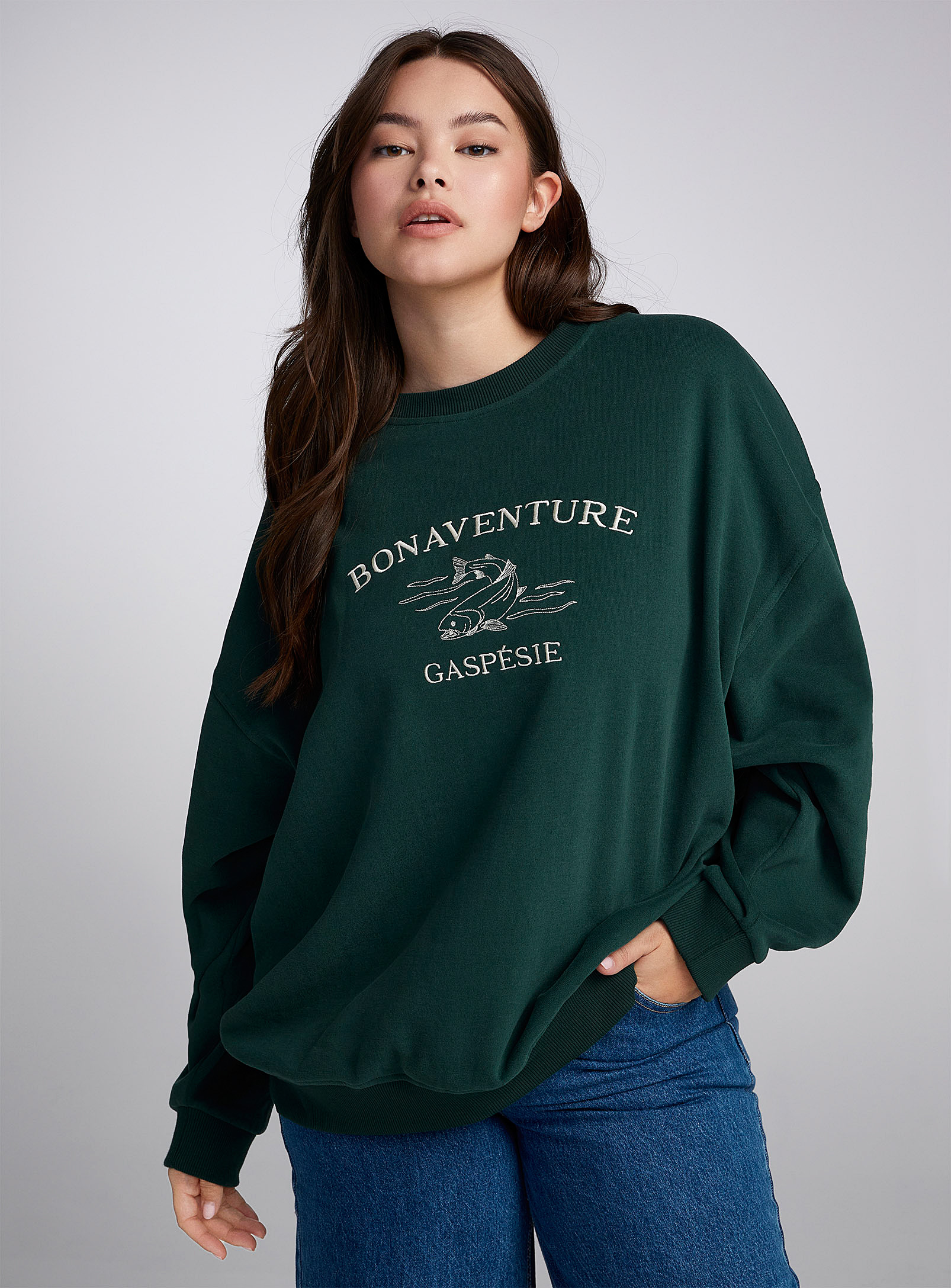 Twik Oversized Popular Destination Sweatshirt In Bottle Green