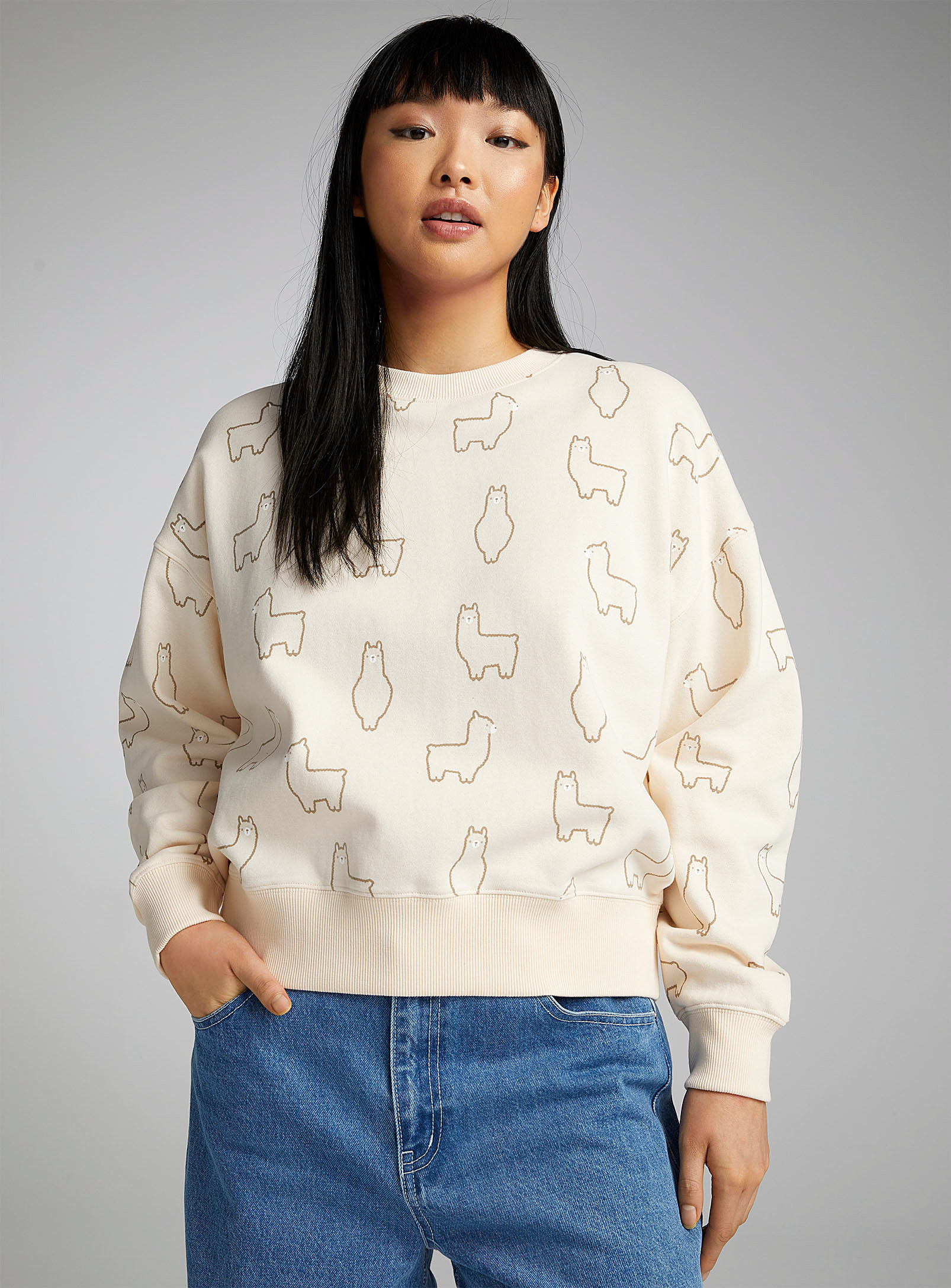 Twik Nature Print Sweatshirt In Cream Beige