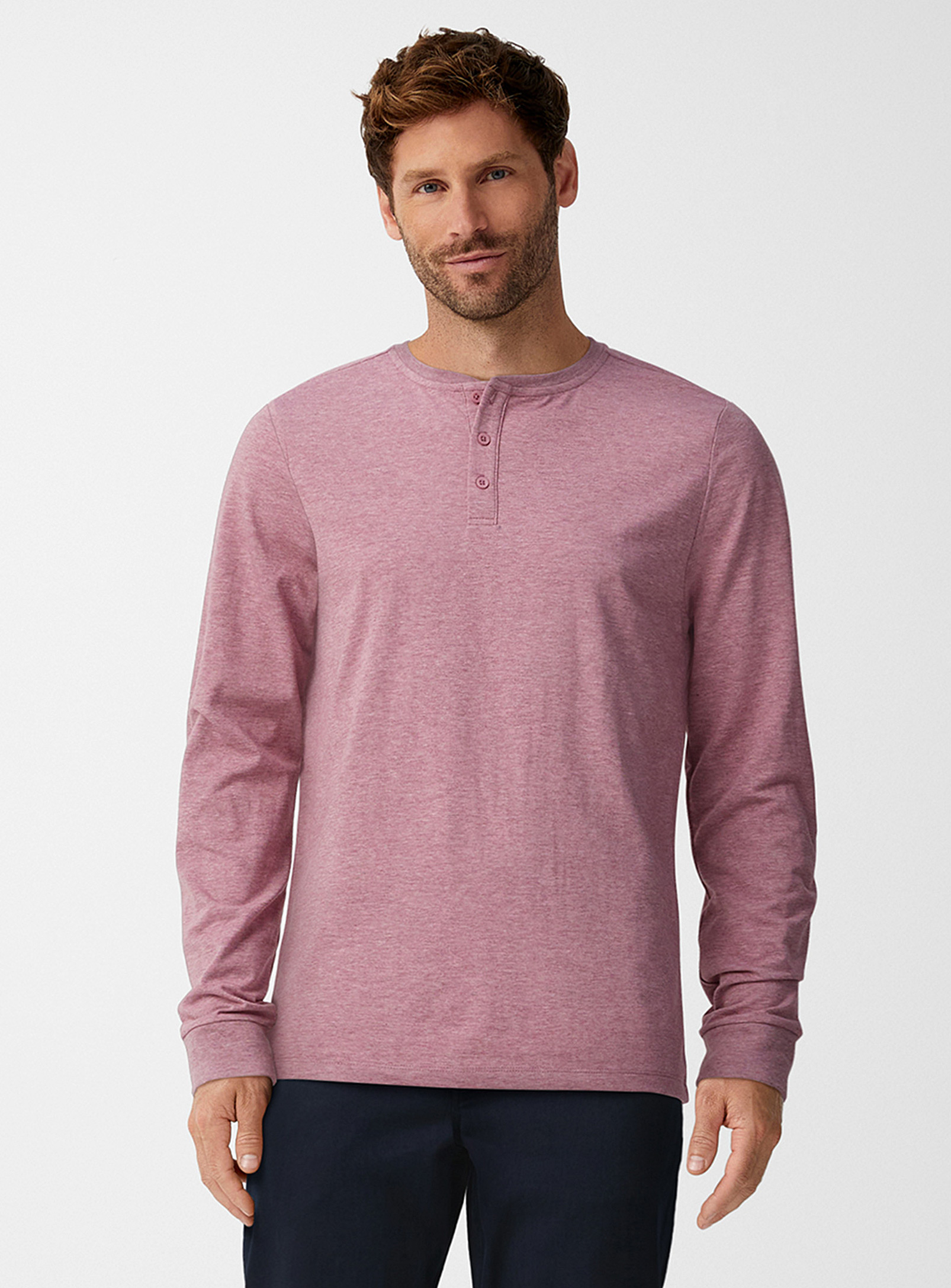Le 31 Eco-friendly Jersey Henley T-shirt Standard Fit In Purple