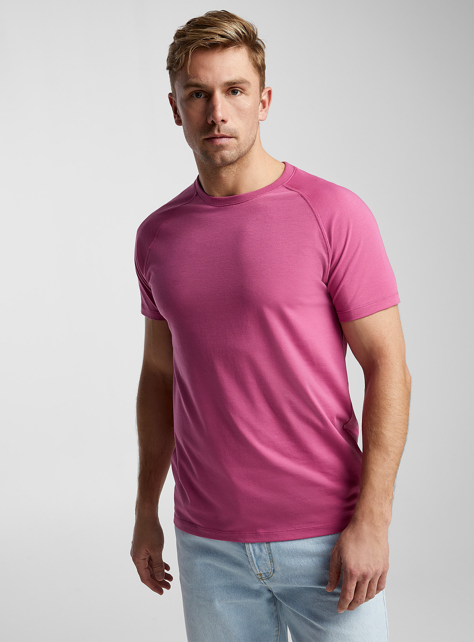 Le 31 Raglan-sleeve Fit T-shirt Muscle Fit In Raspberry/cherry Red