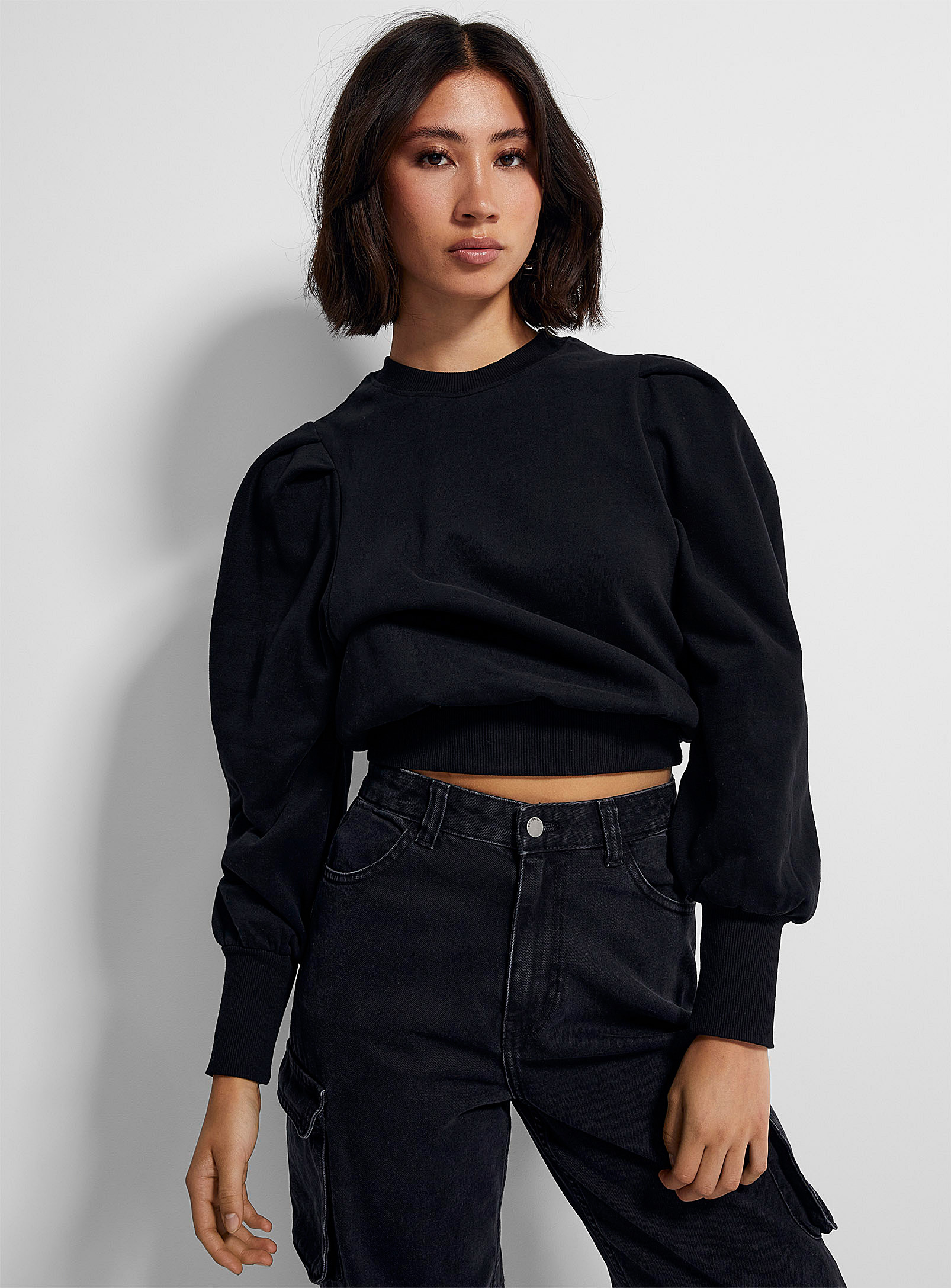 Icone Ultra-puff-sleeve Sweatshirt In Black