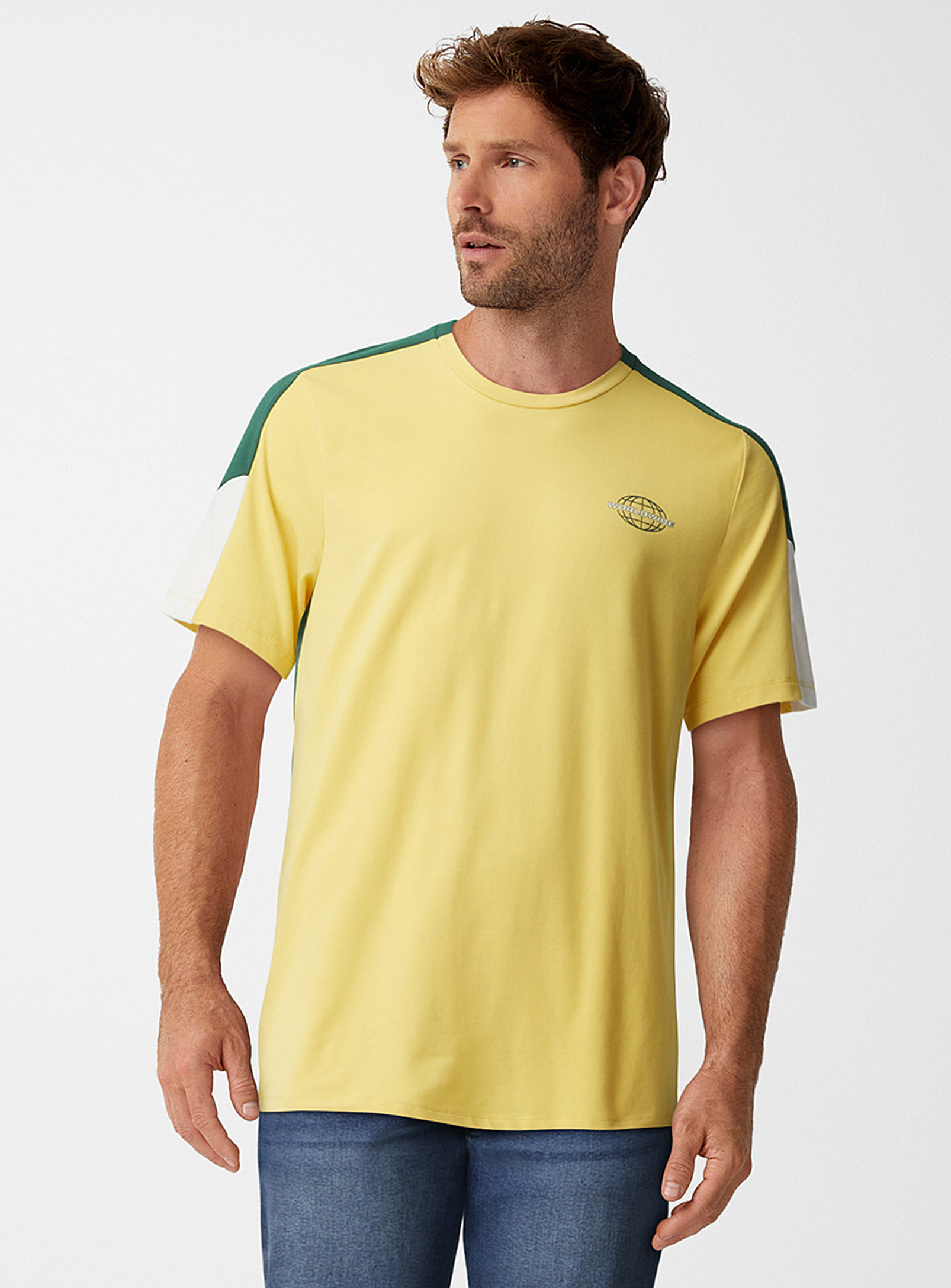 Le 31 Colour Block Running T-shirt Standard Fit In Medium Yellow