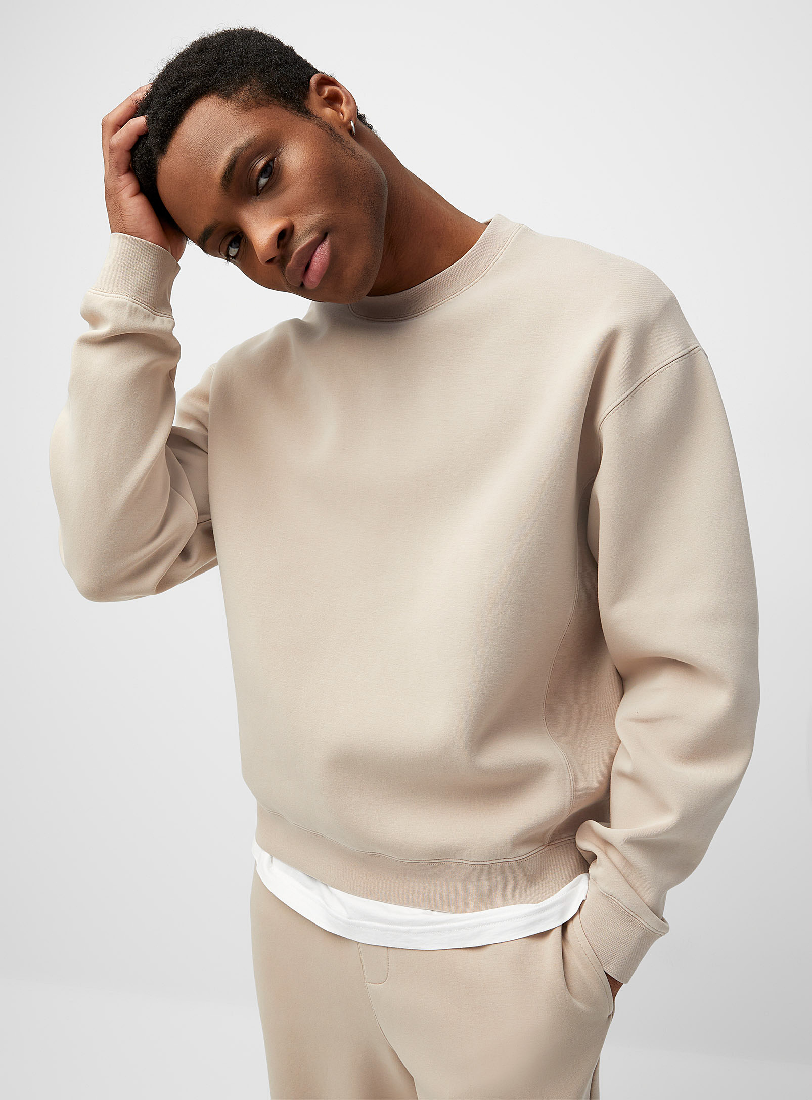 Le 31 Structured Jersey Sweatshirt In Light Brown