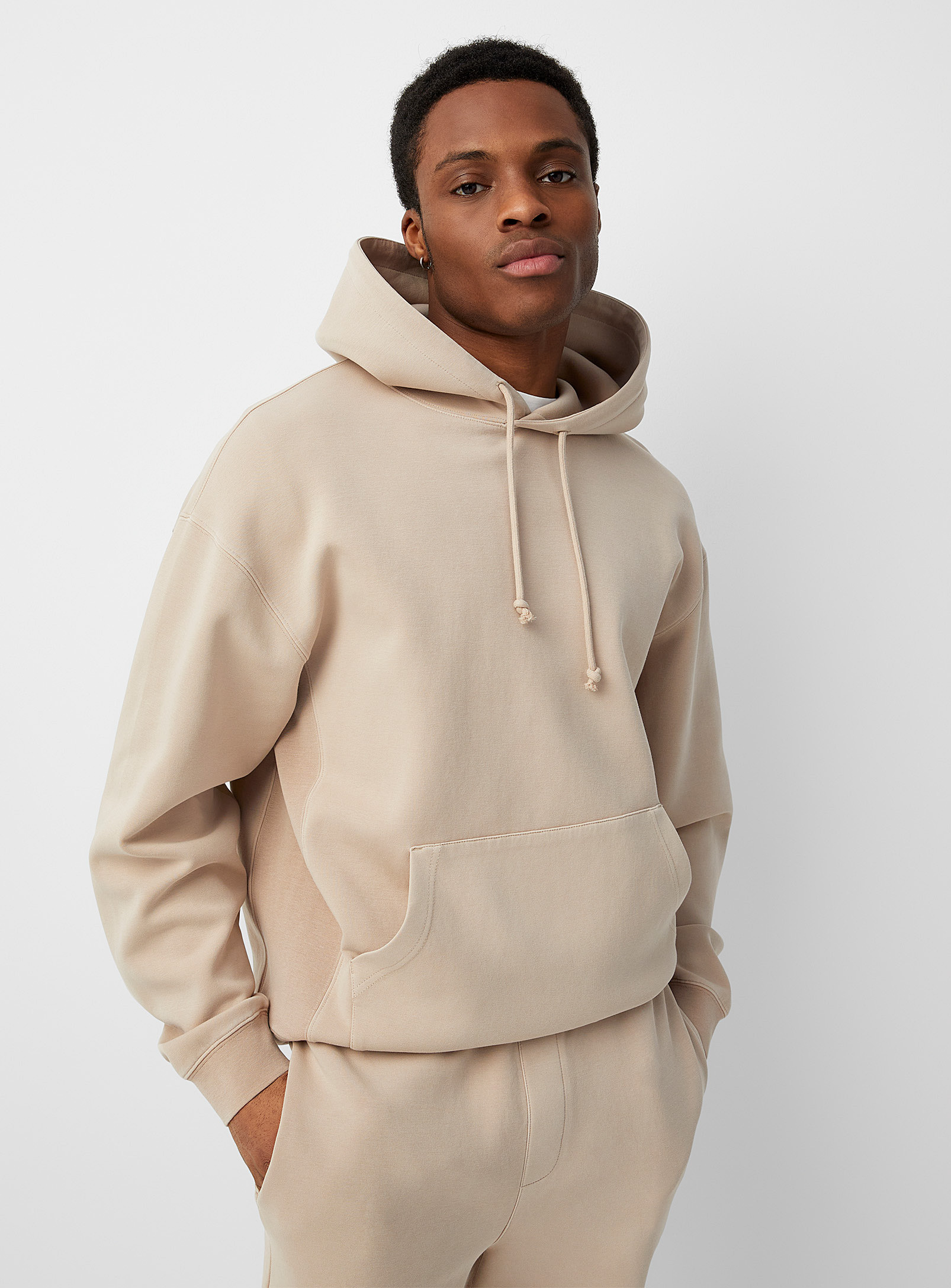 Le 31 Structured Jersey Hoodie In Light Brown
