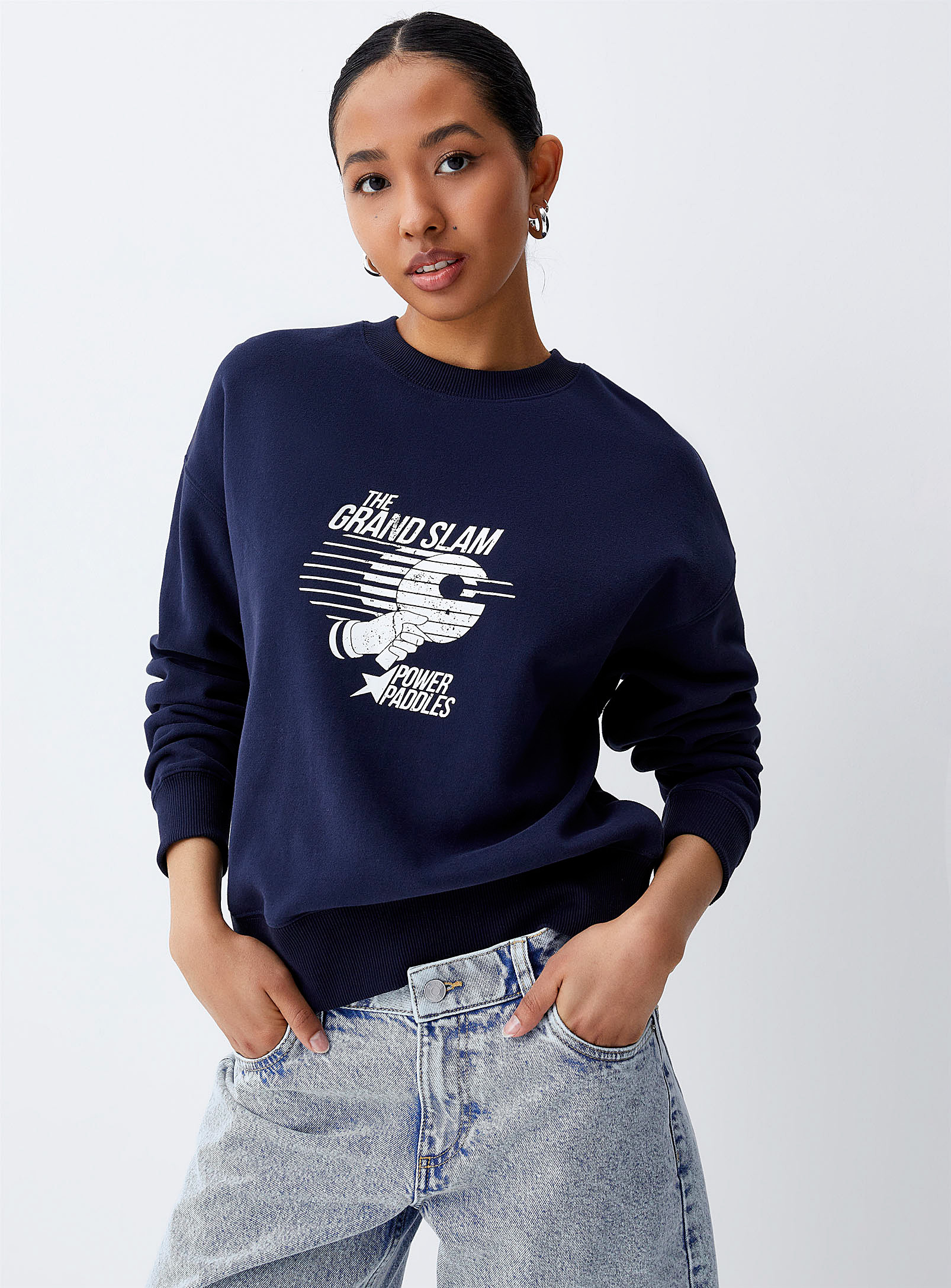 Twik Retro Sporty Sweatshirt In Navy/midnight Blue