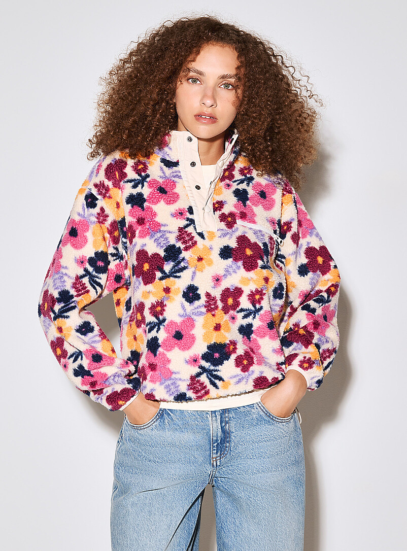 Printed High-Pile Fleece Sweater