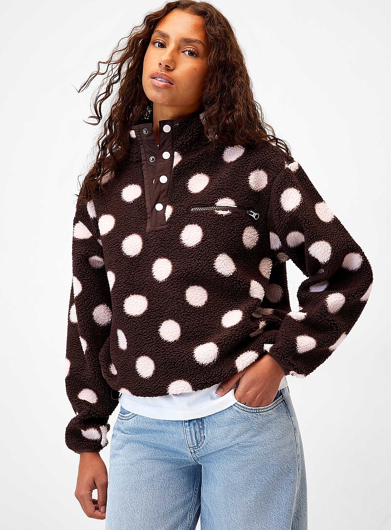 Printed High-Pile Fleece Sweater