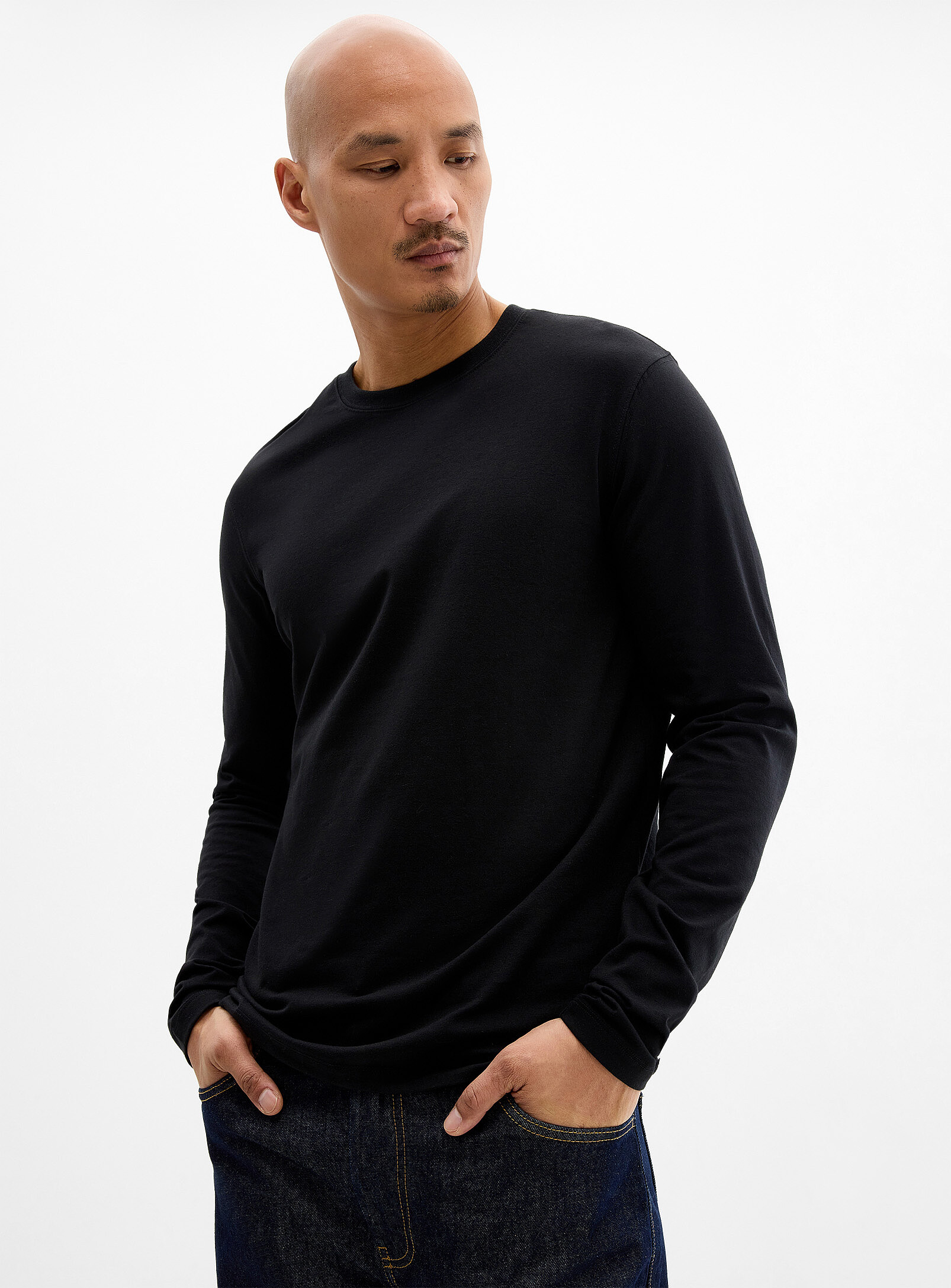 Le 31 - Solid long-sleeve T-shirt (Men, Black, X-SMALL)