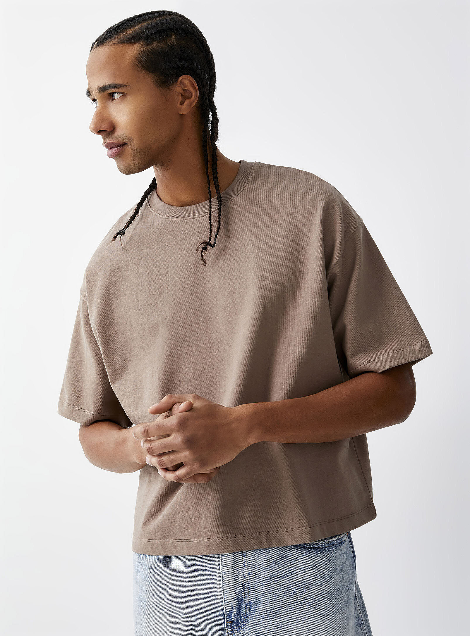 Le 31 - Cropped T-shirt (Men, Brown, SMALL)