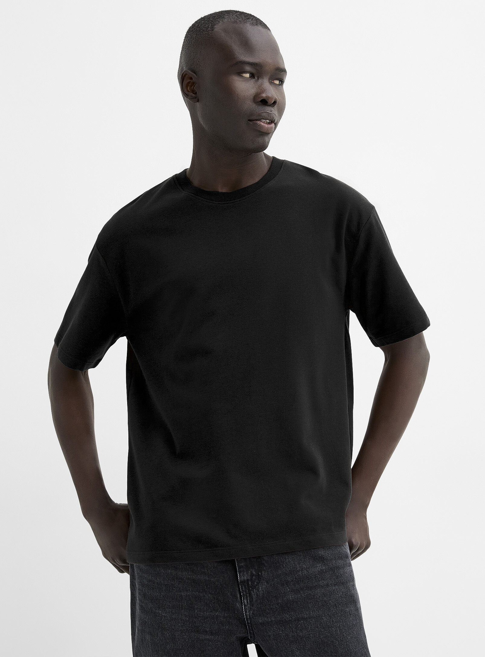 Le 31 - Compact jersey T-shirt Comfort fit (Men, Black, MEDIUM)