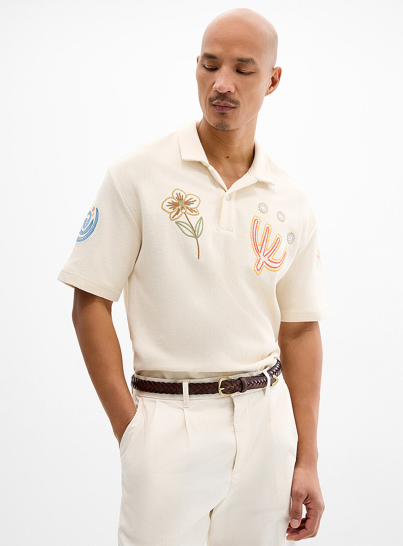 Embroidered Johnny Collar Polo Comfort Fit