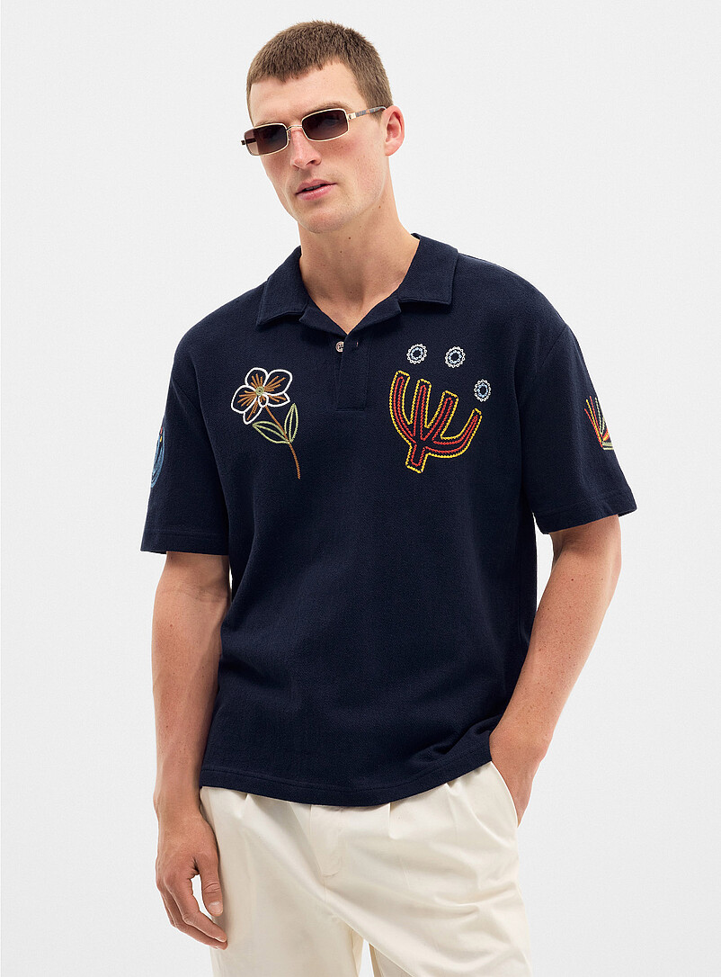 Embroidered Johnny collar polo Comfort fit product image 2