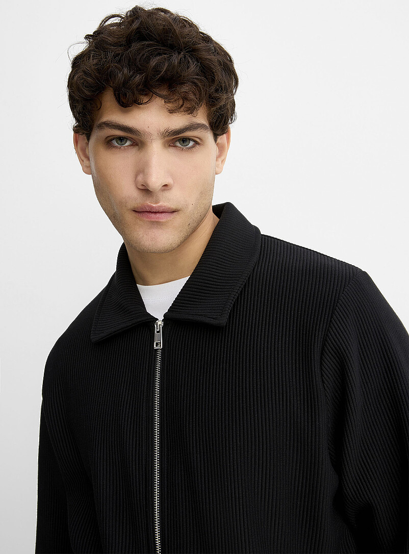 Rib-jersey polo-collar cardigan Comfort fit product image 2