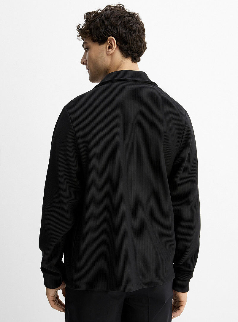Rib-jersey polo-collar cardigan Comfort fit product image 3