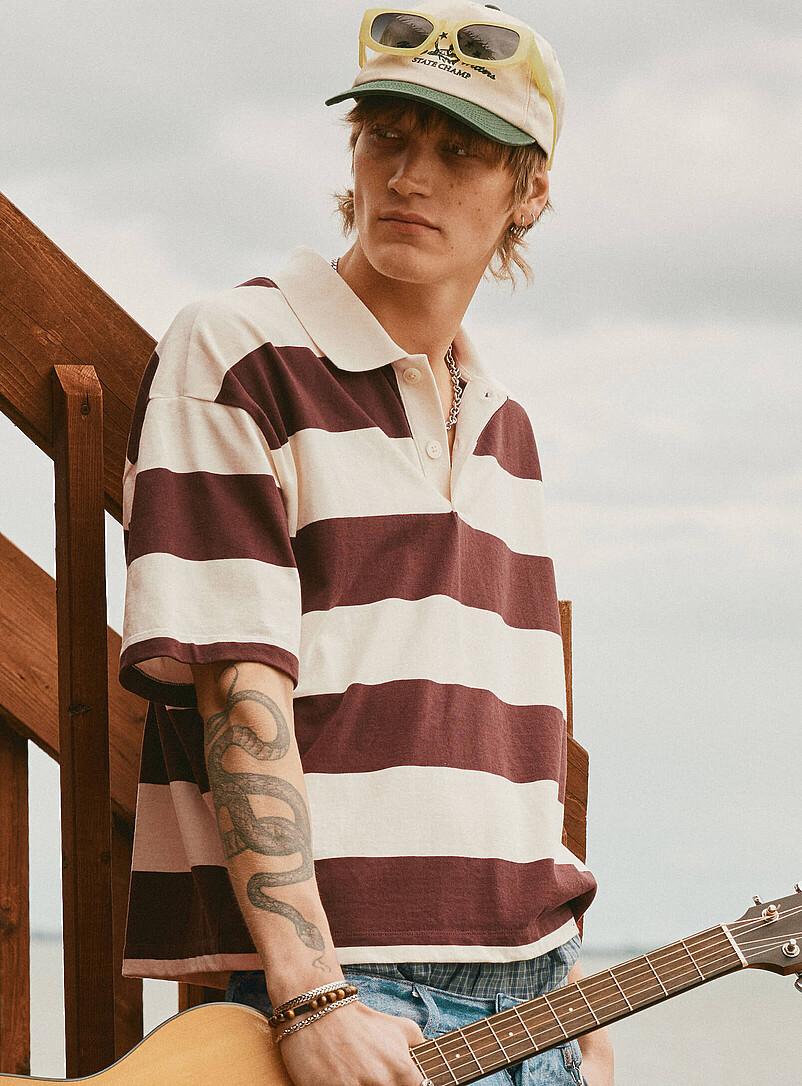 Boxy Club-Stripe Polo Oversized Fit