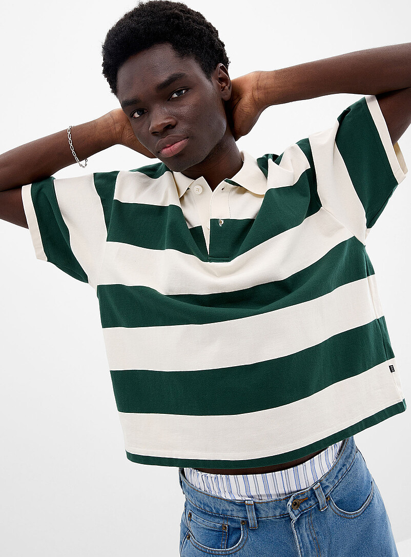 Boxy Club-Stripe Polo Oversized Fit