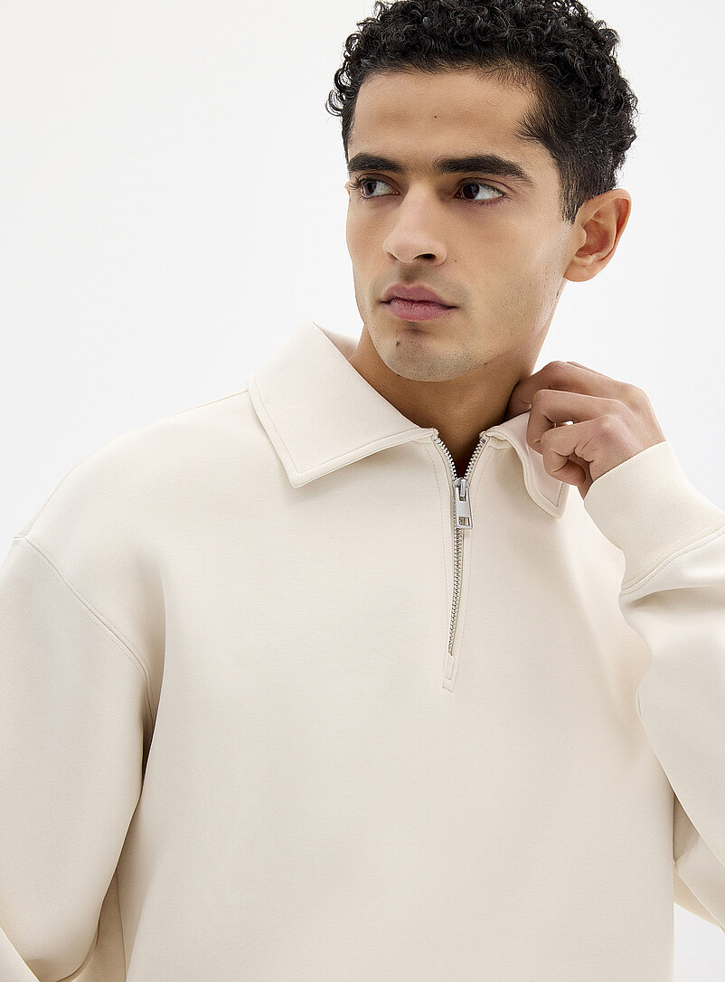 Zipped polo-collar structured jersey sweatshirt product image 2
