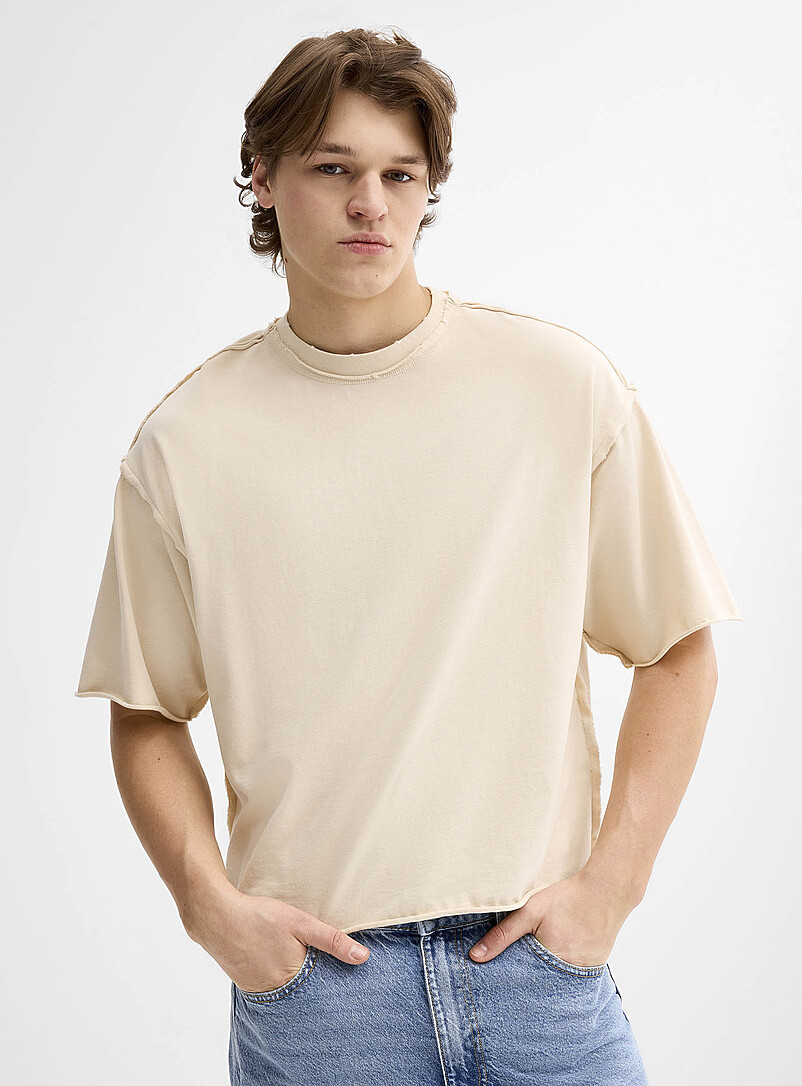 Raw Hem Cropped Loose T-Shirt