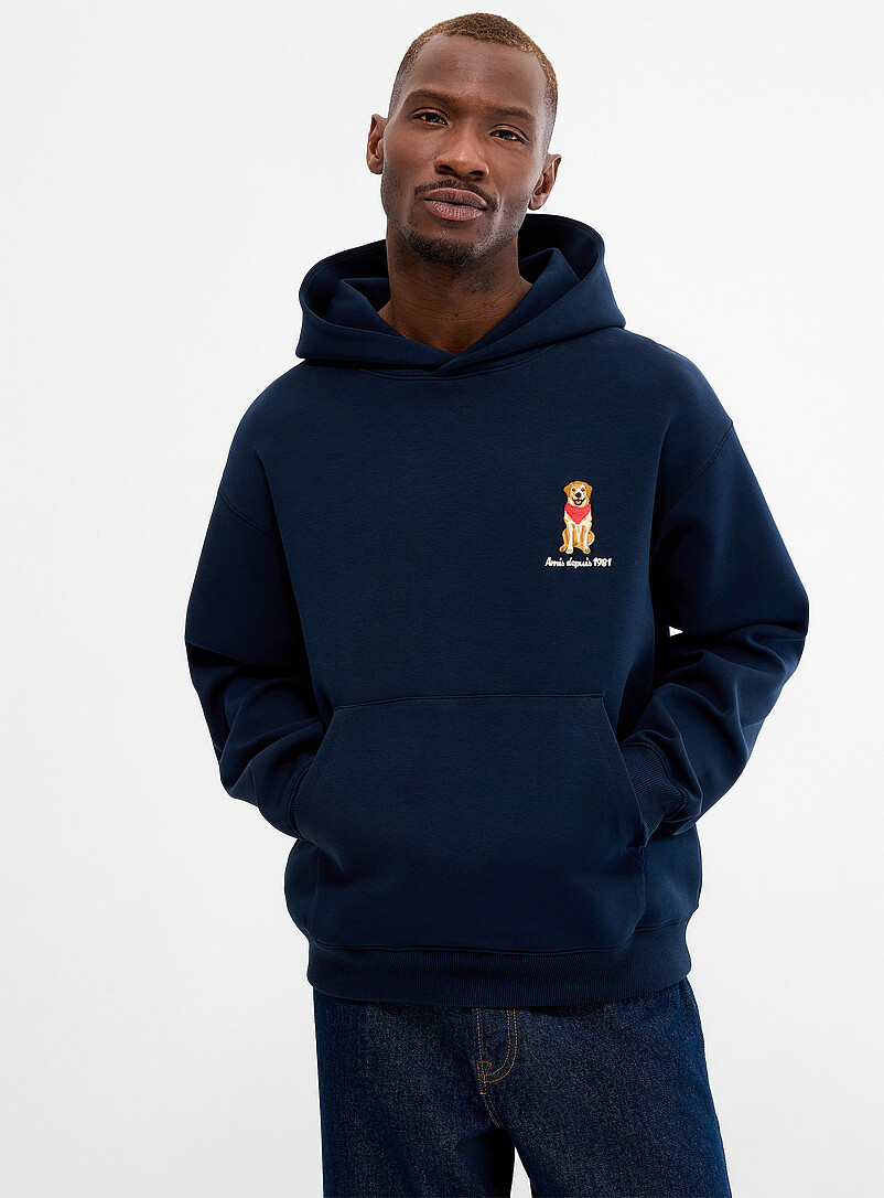 Friendly dog embroidered hoodie Comfort fit In support of the Mira Foundation product image (primary)