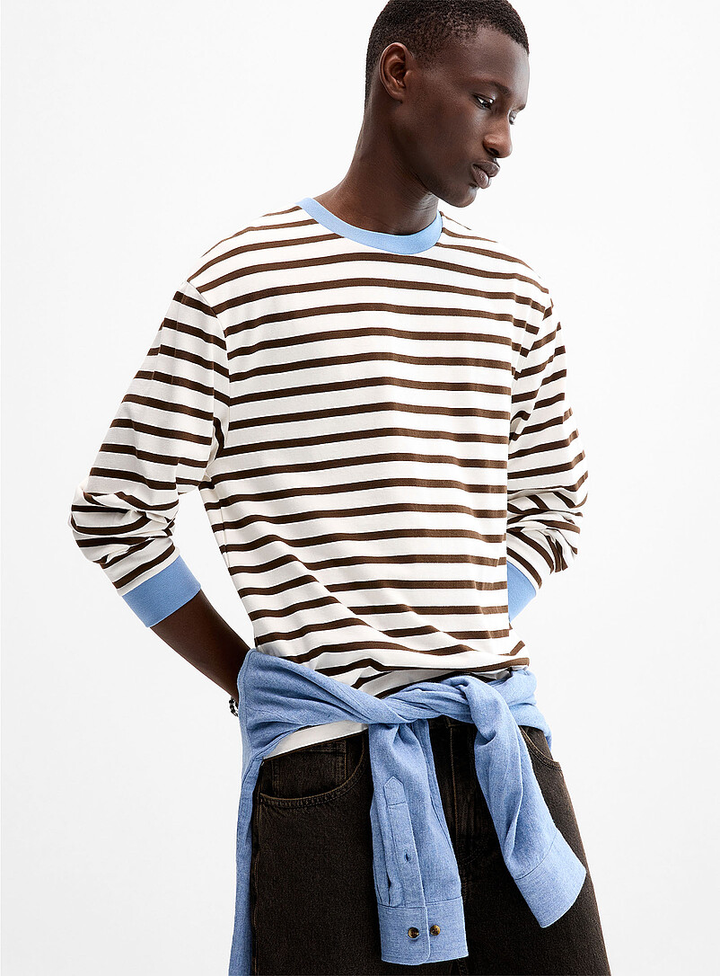 Contrast-edging striped T-shirt Comfort fit product image (primary)