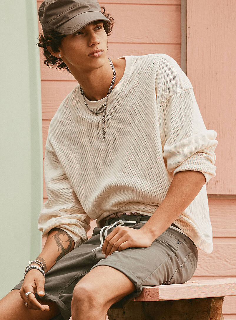 Mesh Knit T-Shirt Boxy Fit
