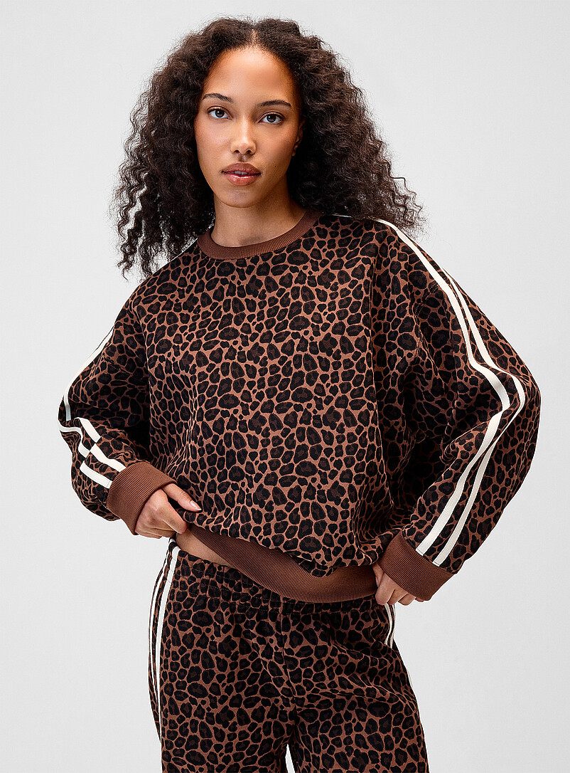 Piped leopard print loose sweatshirt product image (primary)