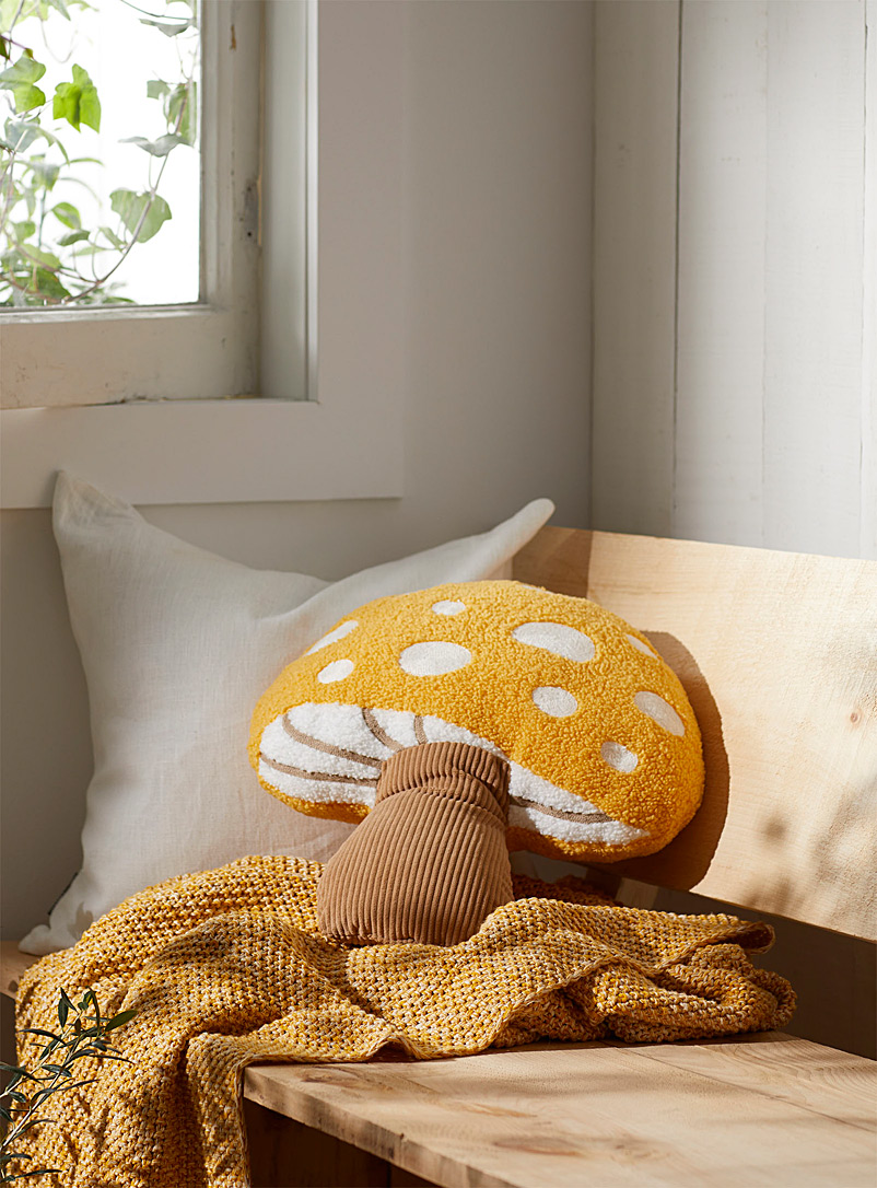Simons Maison Medium Yellow Cute mushroom cushion 38 x 50 cm