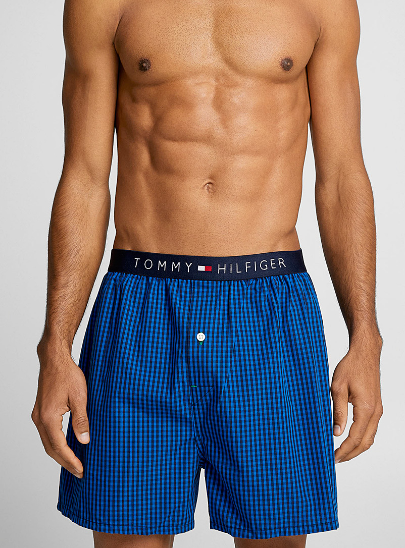 Tommy Hilfiger: Le boxeur long popeline minicarreaux Bleu pour homme