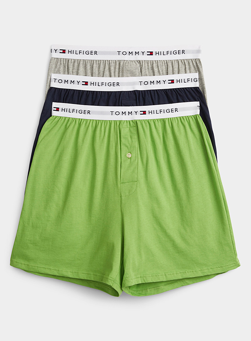 Tommy Hilfiger Patterned Green Pure cotton solid boxer briefs 3-pack for men