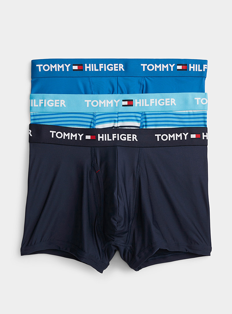Tommy Hilfiger: Les boxeurs courts Everyday tons de bleu Emballage de 3 Bleu à motifs pour homme