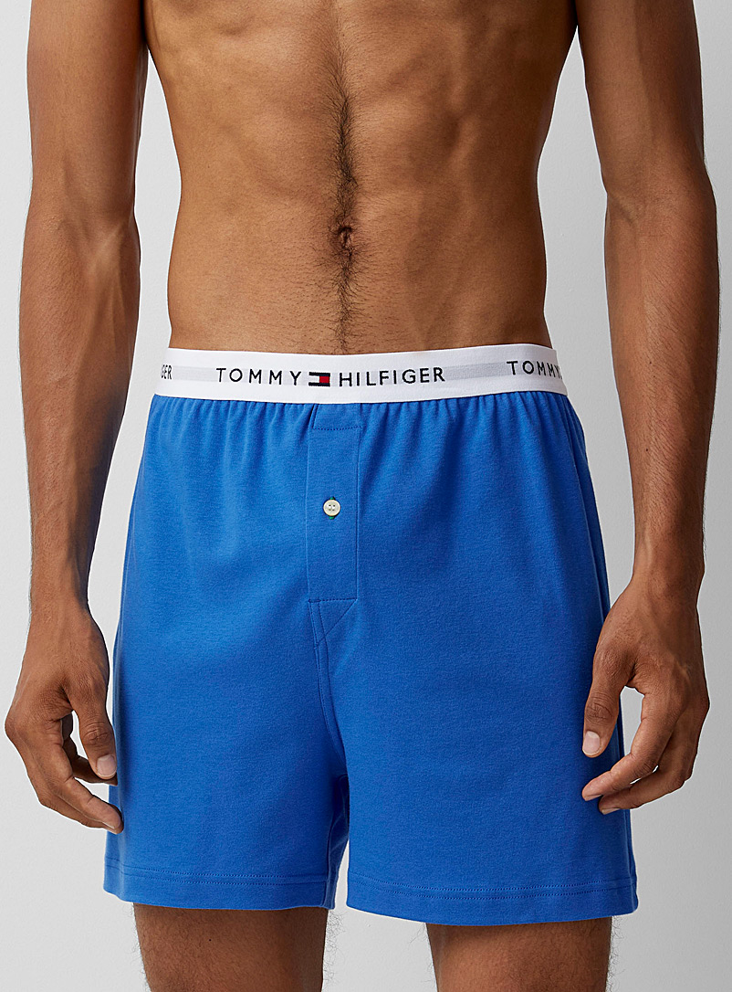 Tommy Hilfiger Underwear Men's Authentic Loose Fit Woven Cotton Boxer Short Blue 