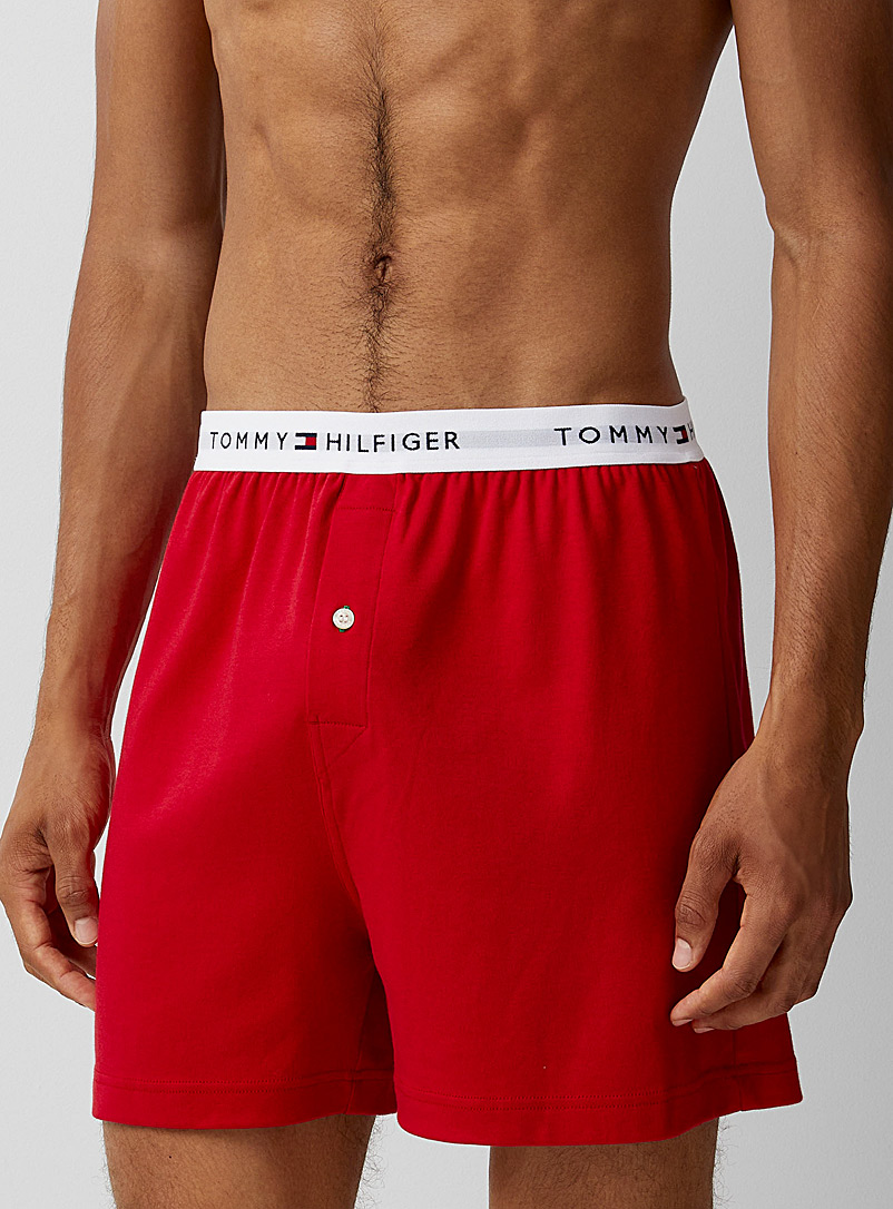 Tommy Hilfiger: Le boxeur long coton uni Rouge pour homme