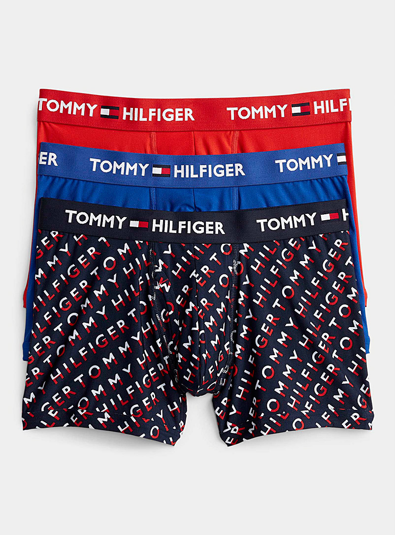 Tommy Hilfiger: Les boxeurs courts rouges et bleus Emballage de 3 Rouge à motifs pour homme