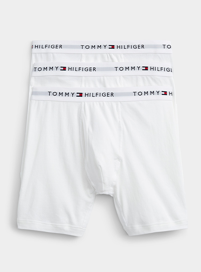 Tommy Hilfiger: Les boxeurs longs pur coton Emballage de 3 Blanc pour homme
