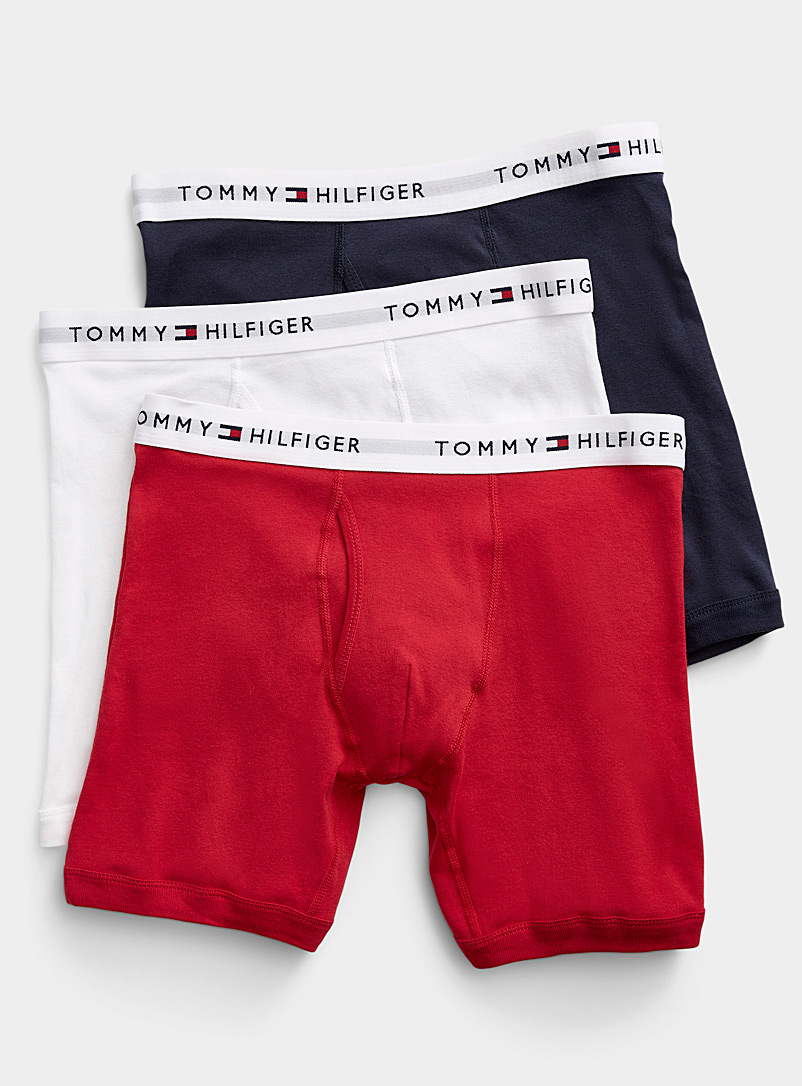 Tommy Hilfiger: Les boxeurs longs signatures Emballage de 3 Rouge assorti pour homme