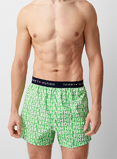 Tommy Hilfiger Green Logo-waist patterned poplin boxer brief for men