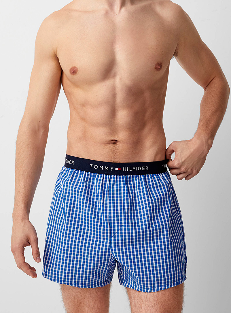 Tommy Hilfiger Dark Blue Logo-waist patterned poplin boxer brief for men