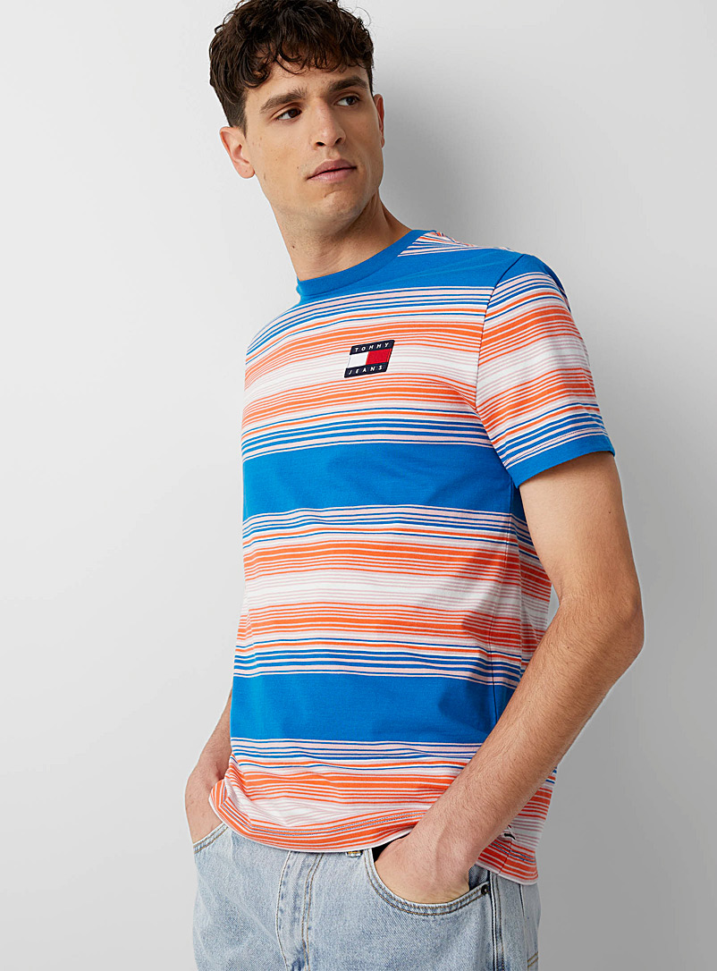 Tommy Hilfiger Blue Mixed stripe T-shirt for men