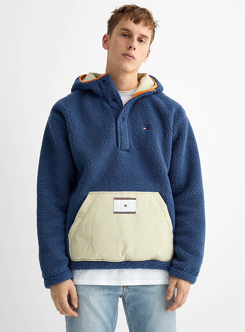 Tommy Hilfiger Marine Blue Colourful sherpa hoodie for men
