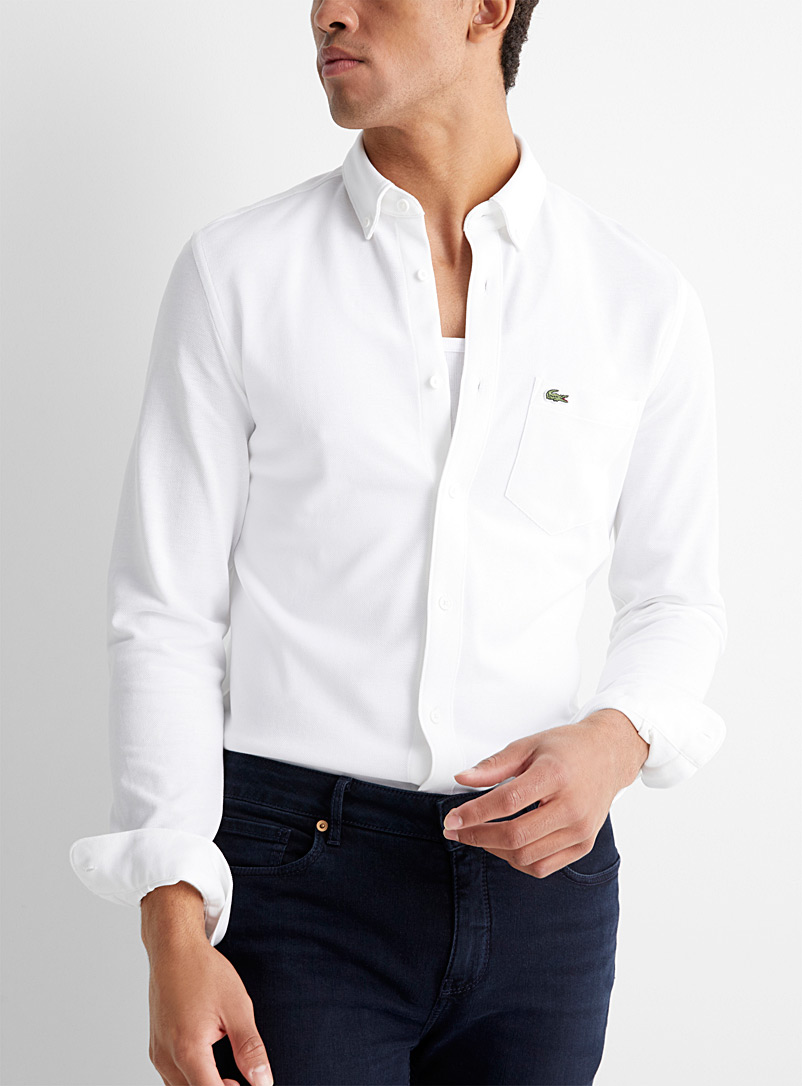 Lacoste: La chemise maille piquée Coupe ajustée Blanc pour homme