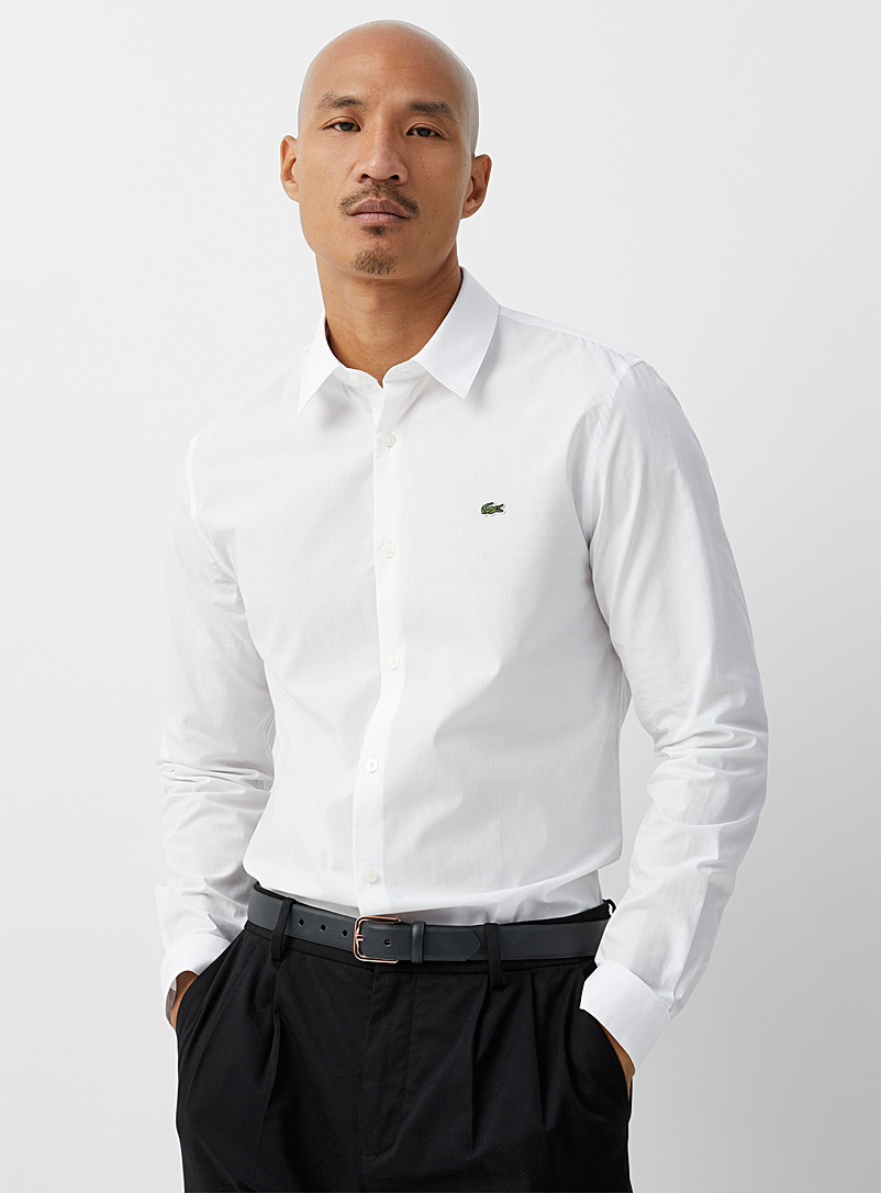 Lacoste White Minimalist poplin shirt Slim fit for men