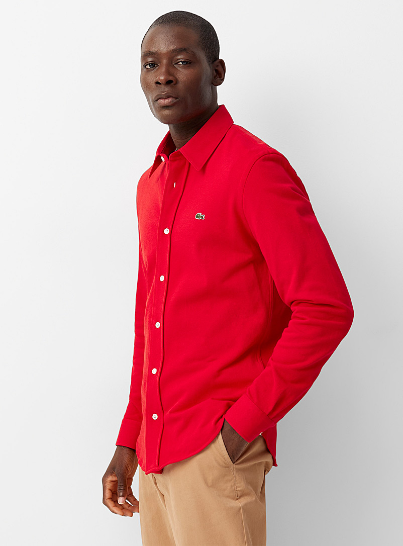 Lacoste: La chemise piquée Coupe ajustée Rouge pour homme