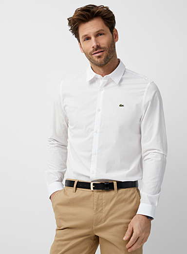 Minimalist poplin shirt Slim fit | Lacoste | Shop Men's Solid Shirts ...